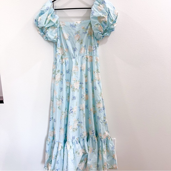 Loveshackfancy Estelle dress Off-Shoulder Blue Floral 6 Cotton - Picture 5 of 7